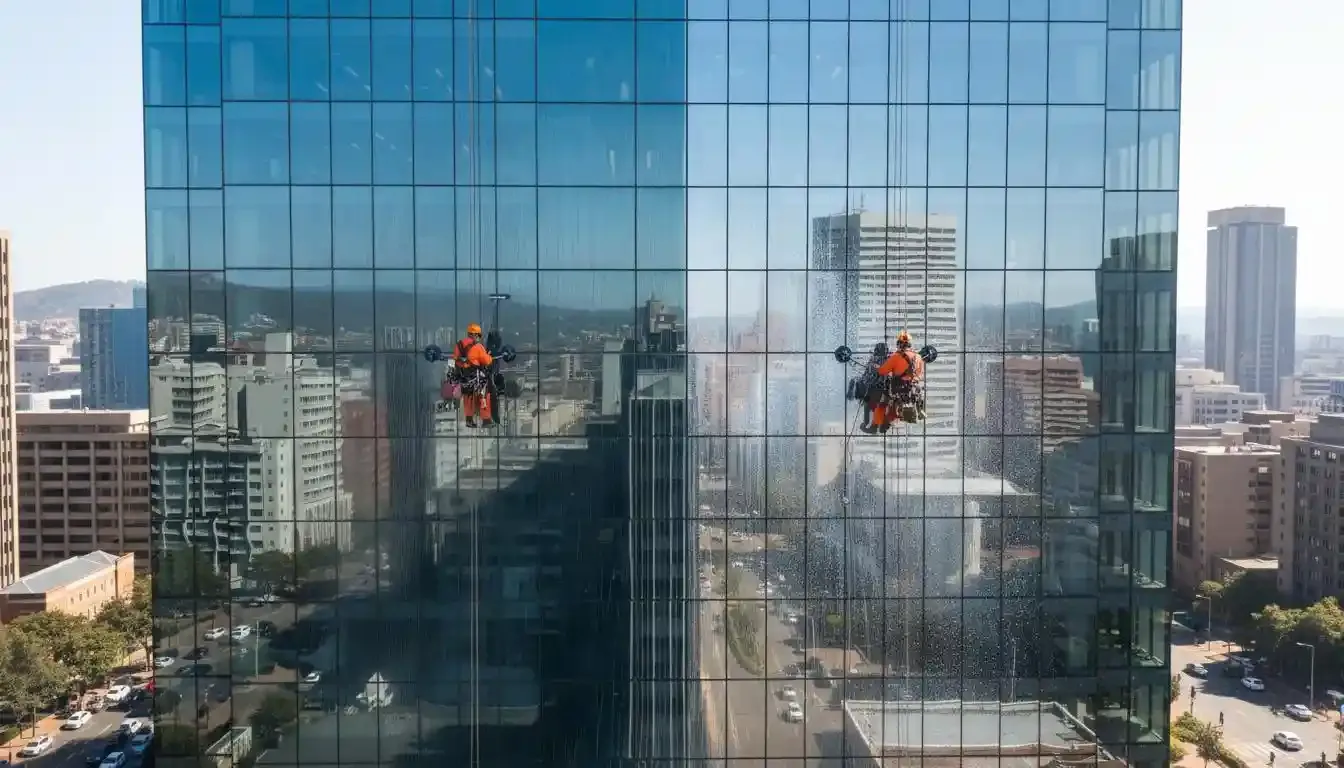 Rope access facade cleaning